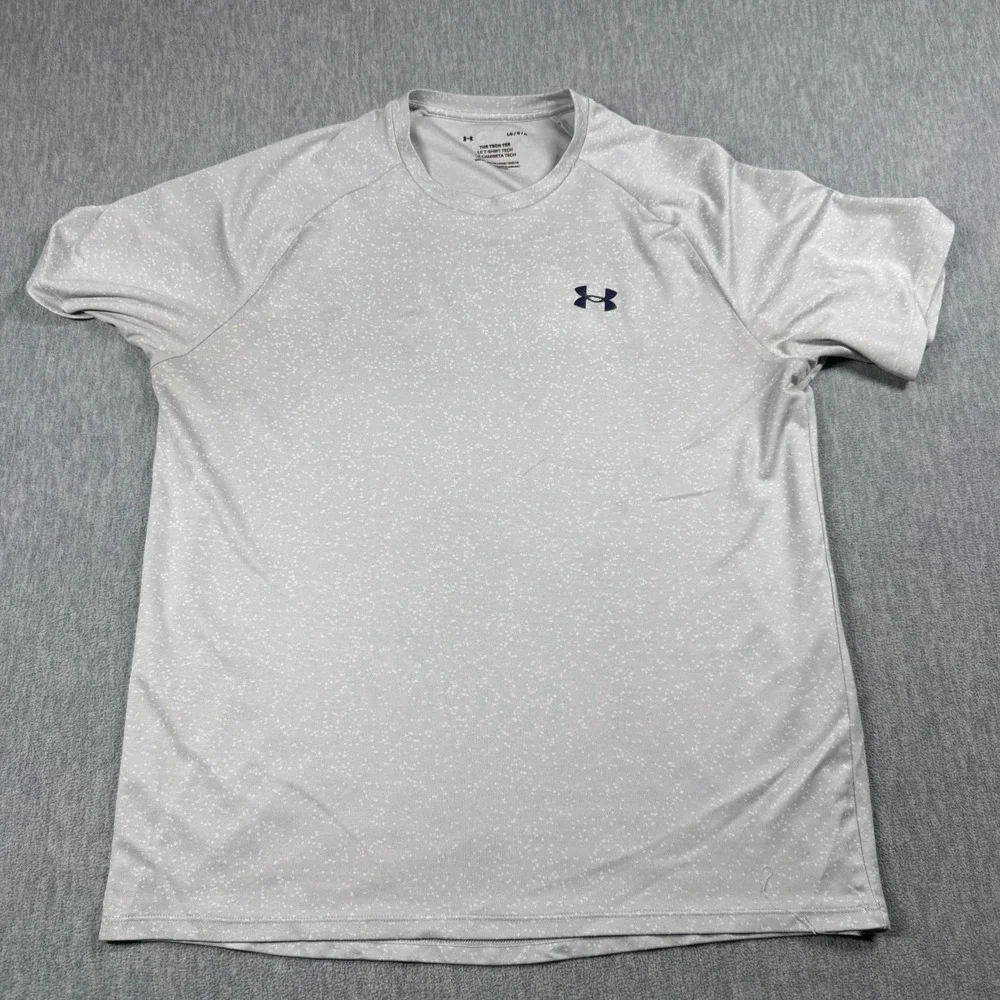 Under Armour T-Shirt Men L Silver The Tech Tee Loose Fit Speckled Athletic Top